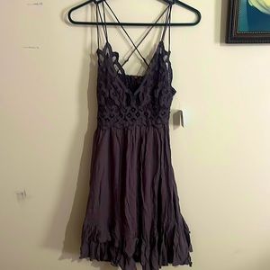 Free People Intimates Adella Slip Dress in Charcoal. NWT. Size S.